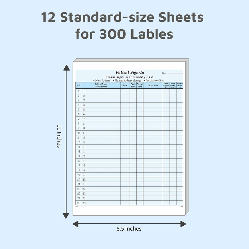 RelinPOE Patient Sign-in Sheets, HIPAA Compliant, 12 Sheets, Carbonless 3-Part Forms with Peel-Off Labels & Date Column, for Medical Offices, Dental Clinic (Blue,12 Sets-300 Labels) - Image 5